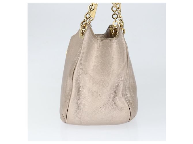 Borsa a mano Gancini in pelle Salvatore Ferragamo oro argento Auth 149193 D'oro - vista 3