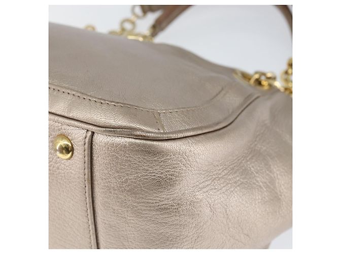Borsa a mano Gancini in pelle Salvatore Ferragamo oro argento Auth 149193 D'oro - vista 9