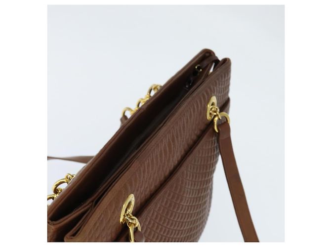 BALLY Borsa Tote in Pelle Marrone Oro Auth BA7304 D'oro - vista 6