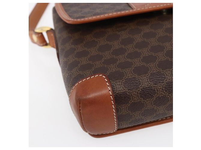 Céline Borsa a Spalla in Tela Macadam CELINE in Pelle PVC Marrone Oro Auth ki6135 D'oro - vista 14