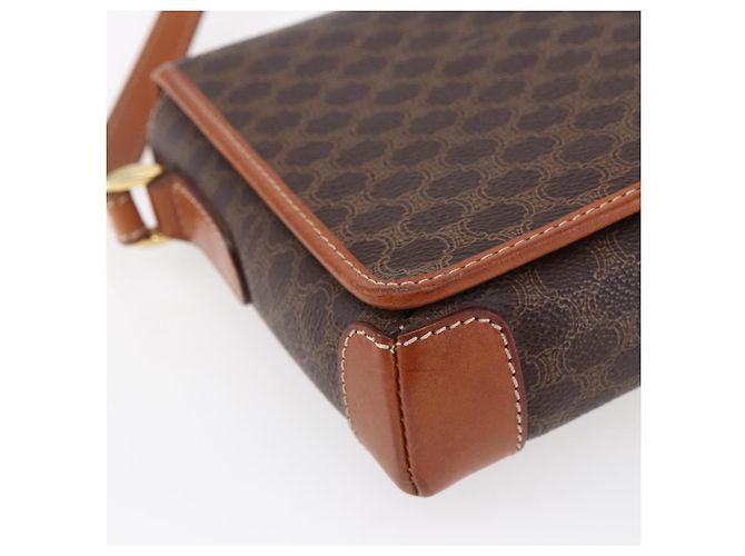 Céline Borsa a Spalla in Tela Macadam CELINE in Pelle PVC Marrone Oro Auth ki6135 D'oro - vista 16