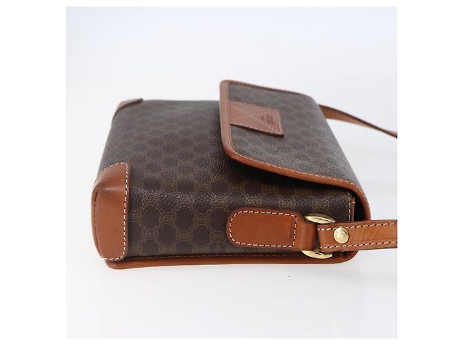 Céline Borsa a Spalla in Tela Macadam CELINE in Pelle PVC Marrone Oro Auth ki6135 D'oro - vista 4