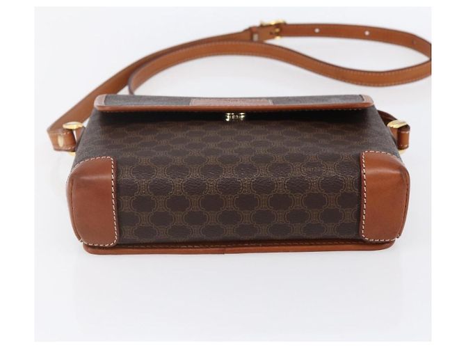 Céline Borsa a Spalla in Tela Macadam CELINE in Pelle PVC Marrone Oro Auth ki6135 D'oro - vista 5