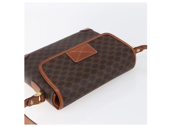 Céline Borsa a Spalla in Tela Macadam CELINE in Pelle PVC Marrone Oro Auth ki6135 D'oro - vista 6
