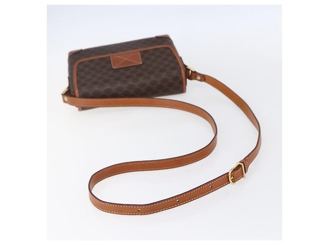 Céline Borsa a Spalla in Tela Macadam CELINE in Pelle PVC Marrone Oro Auth ki6135 D'oro - vista 7