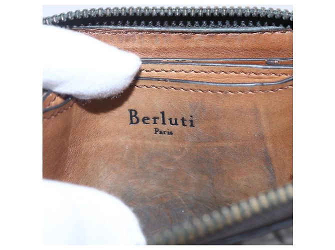 Portafoglio Berluti in pelle marrone Auth bs30656 - vista 9