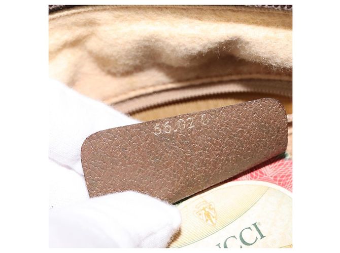 Borsa a Spalla Gucci GG Supreme Web Sherry Line PVC Beige 56 02 032 Auth 145478 D'oro - vista 12