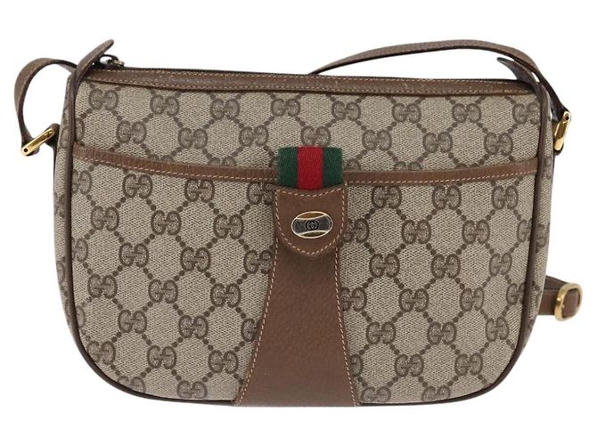 Borsa a Spalla Gucci GG Supreme Web Sherry Line PVC Beige 56 02 032 Auth 145478 D'oro - vista 13