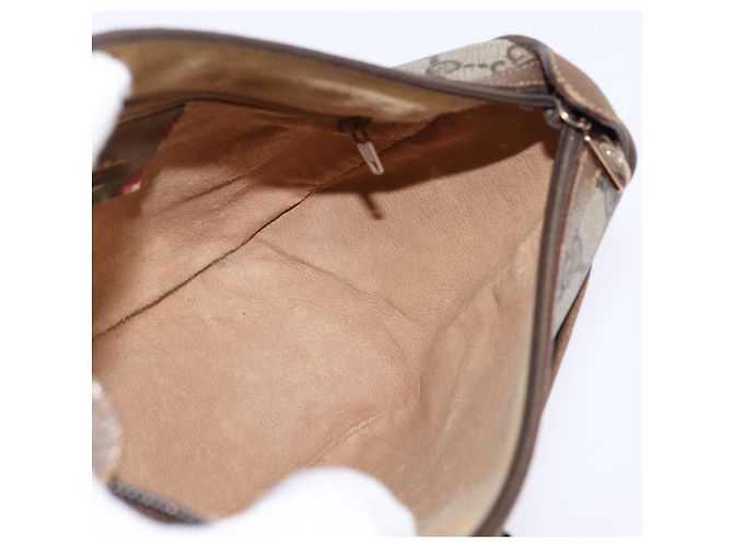 Borsa a Spalla Gucci GG Supreme Web Sherry Line PVC Beige 56 02 032 Auth 145478 D'oro - vista 19