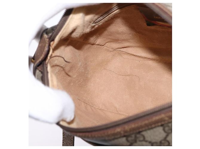 Borsa a Spalla Gucci GG Supreme Web Sherry Line PVC Beige 56 02 032 Auth 145478 D'oro - vista 20