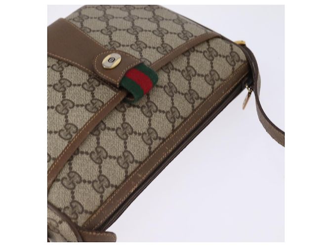 Borsa a Spalla Gucci GG Supreme Web Sherry Line PVC Beige 56 02 032 Auth 145478 D'oro - vista 6