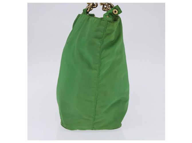 PRADA Bolso de mano de nailon verde dorado Auth 145926 - vista 4