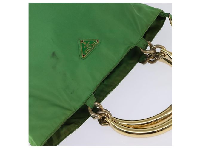 PRADA Bolso de mano de nailon verde dorado Auth 145926 - vista 6