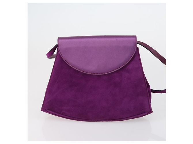 Borsa Salvatore Ferragamo in pelle tela scamosciata 3 pezzi viola nera Auth am9578 Nero Porpora - vista 10