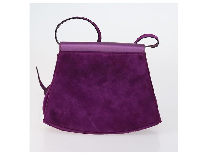 Borsa Salvatore Ferragamo in pelle tela scamosciata 3 pezzi viola nera Auth am9578 Nero Porpora - vista 11