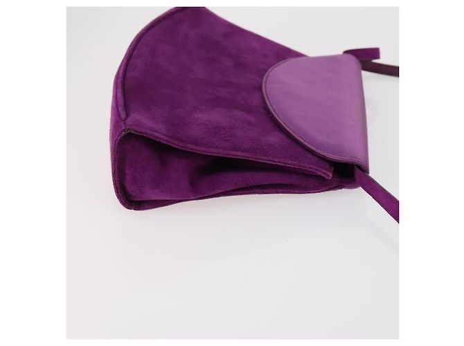 Borsa Salvatore Ferragamo in pelle tela scamosciata 3 pezzi viola nera Auth am9578 Nero Porpora - vista 12