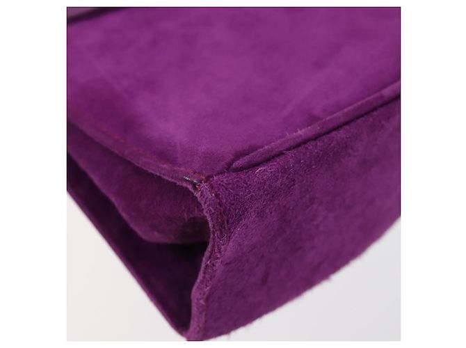 Borsa Salvatore Ferragamo in pelle tela scamosciata 3 pezzi viola nera Auth am9578 Nero Porpora - vista 16