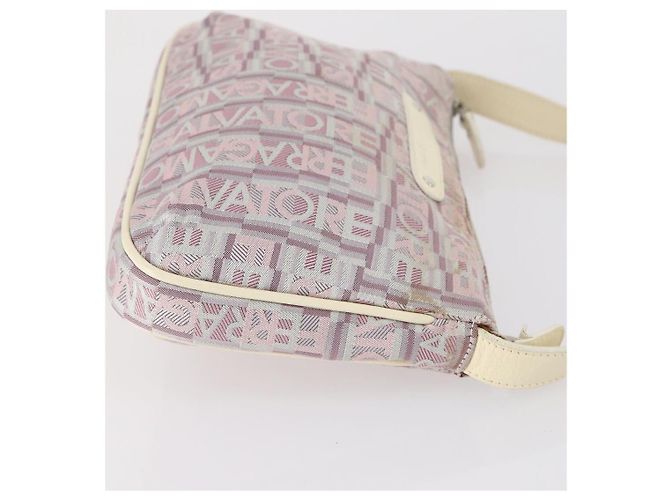 Borsa Salvatore Ferragamo in pelle tela scamosciata 3 pezzi viola nera Auth am9578 Nero Porpora - vista 4