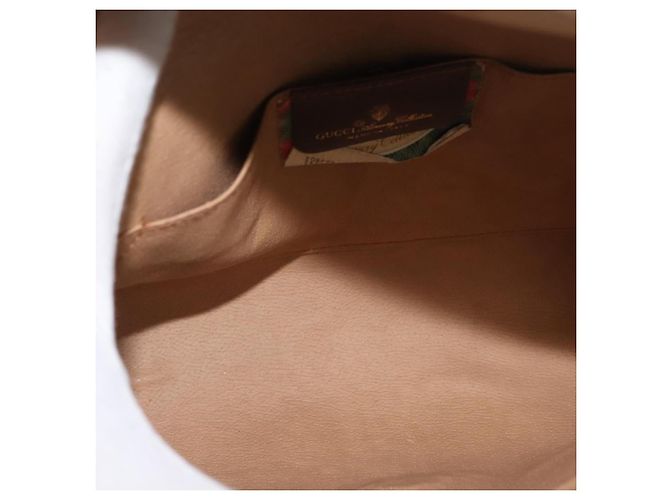 GUCCI GG Supreme Web Sherry Line Clutch Bag PVC Beige Oro 89 01 030 Auth 150407 D'oro - vista 10