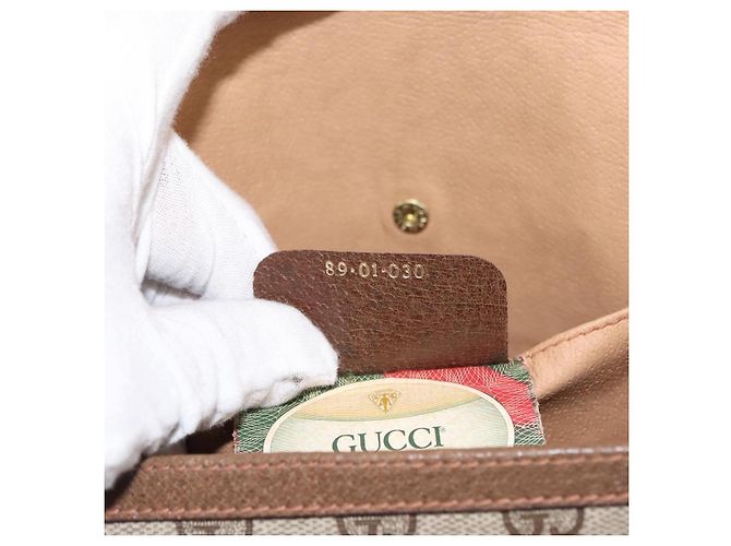 GUCCI GG Supreme Web Sherry Line Clutch Bag PVC Beige Oro 89 01 030 Auth 150407 D'oro - vista 12