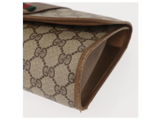 GUCCI GG Supreme Web Sherry Line Clutch Bag PVC Beige Oro 89 01 030 Auth 150407 D'oro - vista 14
