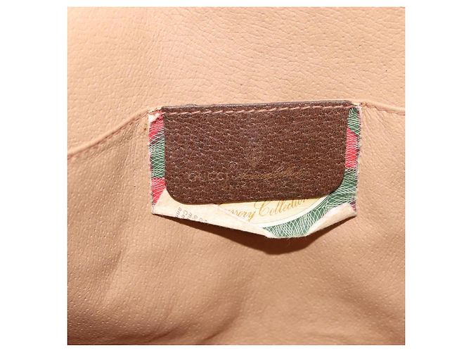 GUCCI GG Supreme Web Sherry Line Clutch Bag PVC Beige Oro 89 01 030 Auth 150407 D'oro - vista 17