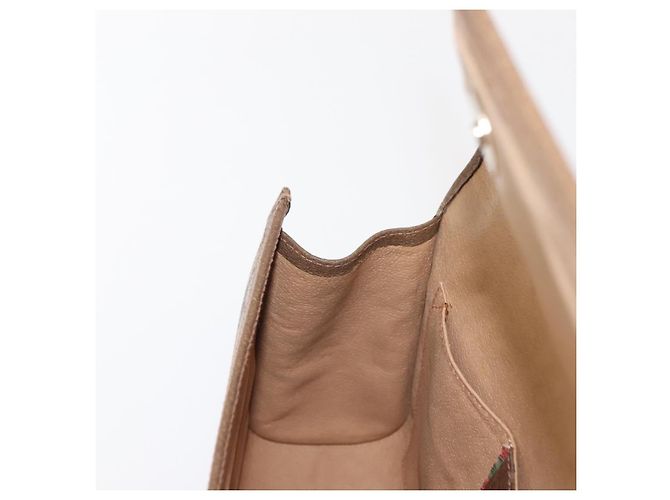 GUCCI GG Supreme Web Sherry Line Clutch Bag PVC Beige Oro 89 01 030 Auth 150407 D'oro - vista 19