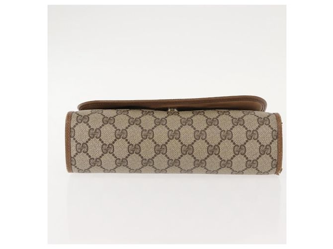 GUCCI GG Supreme Web Sherry Line Clutch Bag PVC Beige Oro 89 01 030 Auth 150407 D'oro - vista 6