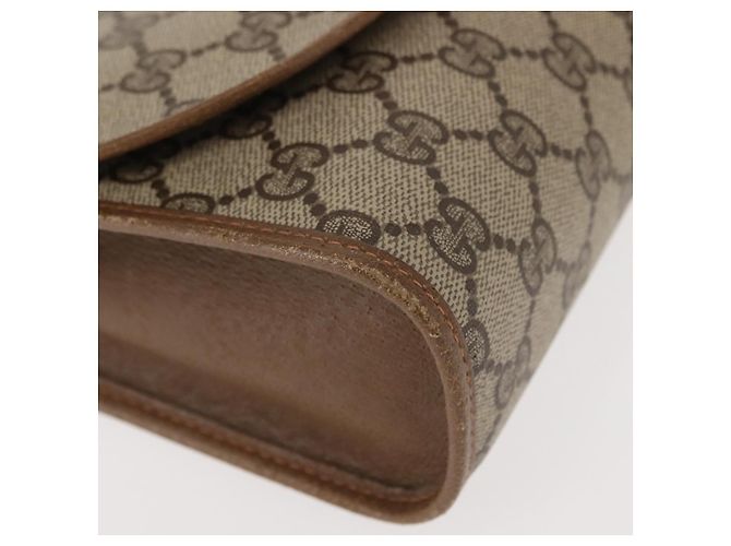 GUCCI GG Supreme Web Sherry Line Clutch Bag PVC Beige Oro 89 01 030 Auth 150407 D'oro - vista 7