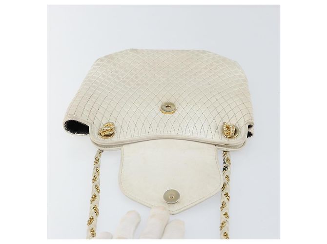BALLY Borsa a Spalla a Catena Pelle Bianca Oro Auth bs30645 Bianco D'oro - vista 10