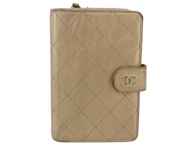 CHANEL Portafoglio Compatto Matelassé Pelle Oro CC Auth 150602 D'oro - vista 13