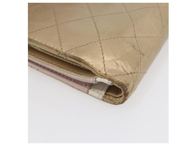 CHANEL Portafoglio Compatto Matelassé Pelle Oro CC Auth 150602 D'oro - vista 15