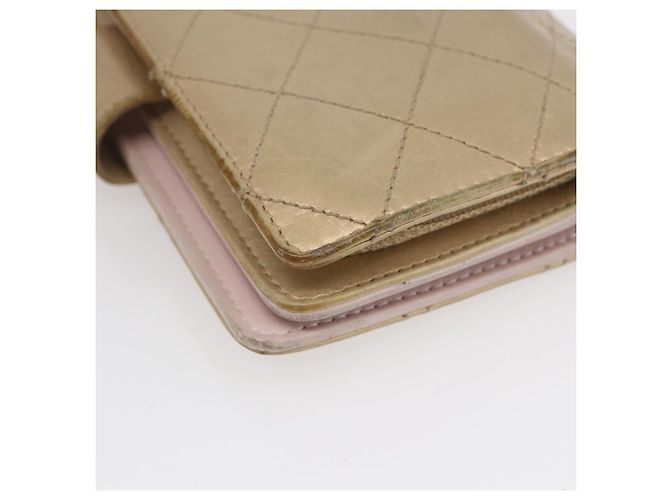 CHANEL Portafoglio Compatto Matelassé Pelle Oro CC Auth 150602 D'oro - vista 16