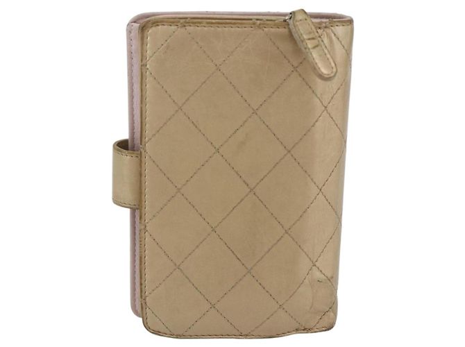CHANEL Portafoglio Compatto Matelassé Pelle Oro CC Auth 150602 D'oro - vista 2