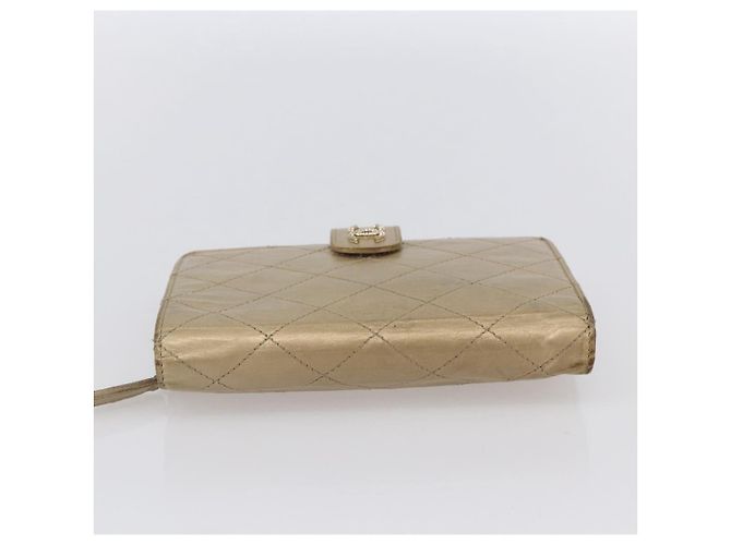 CHANEL Portafoglio Compatto Matelassé Pelle Oro CC Auth 150602 D'oro - vista 3