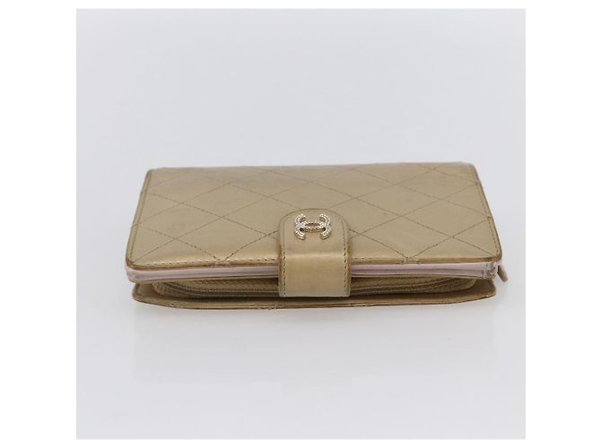 CHANEL Portafoglio Compatto Matelassé Pelle Oro CC Auth 150602 D'oro - vista 4