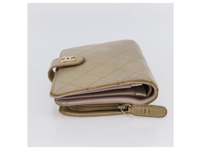 CHANEL Portafoglio Compatto Matelassé Pelle Oro CC Auth 150602 D'oro - vista 5