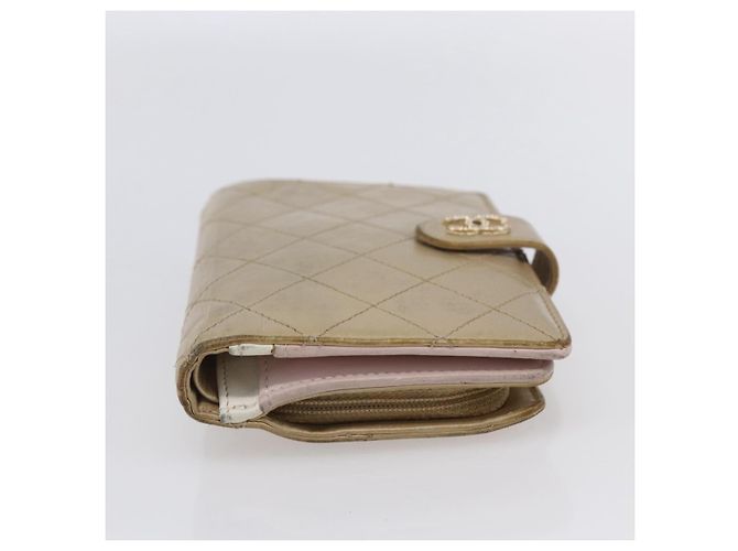 CHANEL Portafoglio Compatto Matelassé Pelle Oro CC Auth 150602 D'oro - vista 6