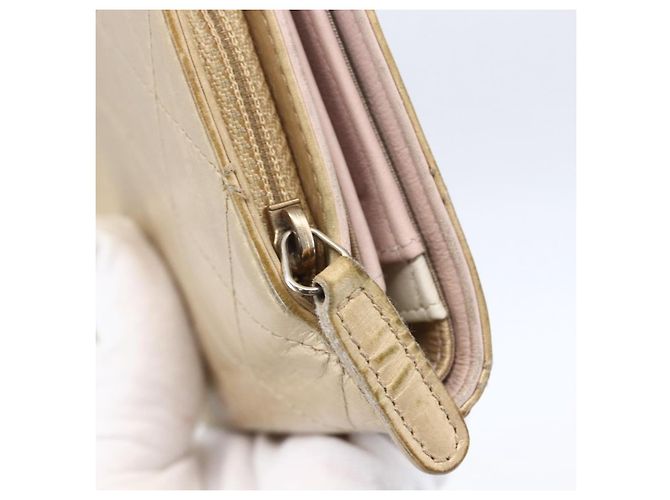 CHANEL Portafoglio Compatto Matelassé Pelle Oro CC Auth 150602 D'oro - vista 8