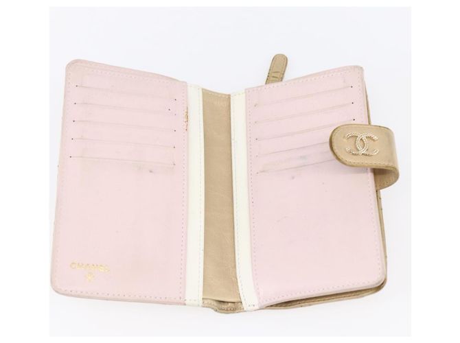 CHANEL Portafoglio Compatto Matelassé Pelle Oro CC Auth 150602 D'oro - vista 9