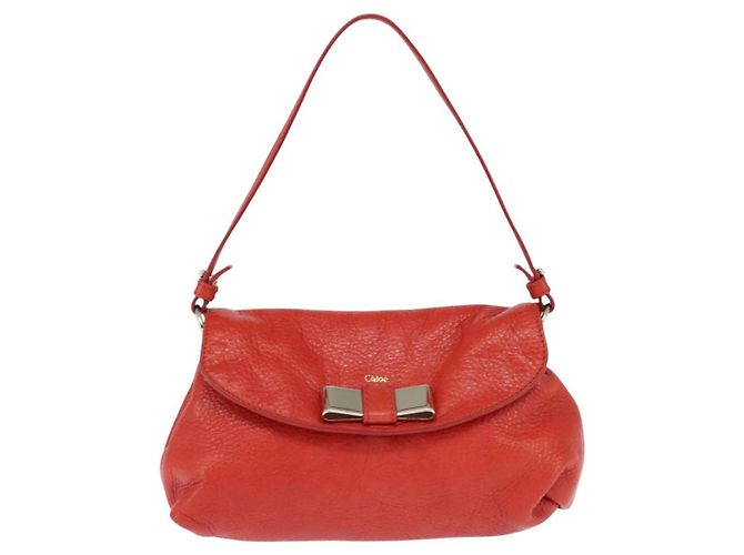 Chloé Borsa a Spalla Chloe Lily in Pelle 2way Rossa Oro Auth bs30584 Rosso D'oro - vista 13
