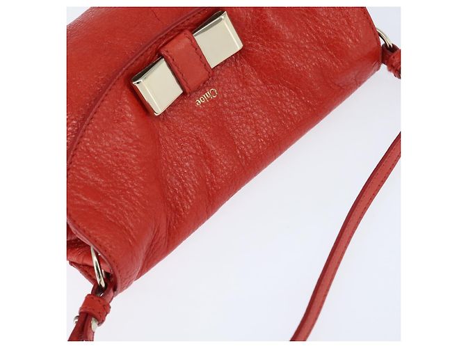 Chloé Borsa a Spalla Chloe Lily in Pelle 2way Rossa Oro Auth bs30584 Rosso D'oro - vista 6