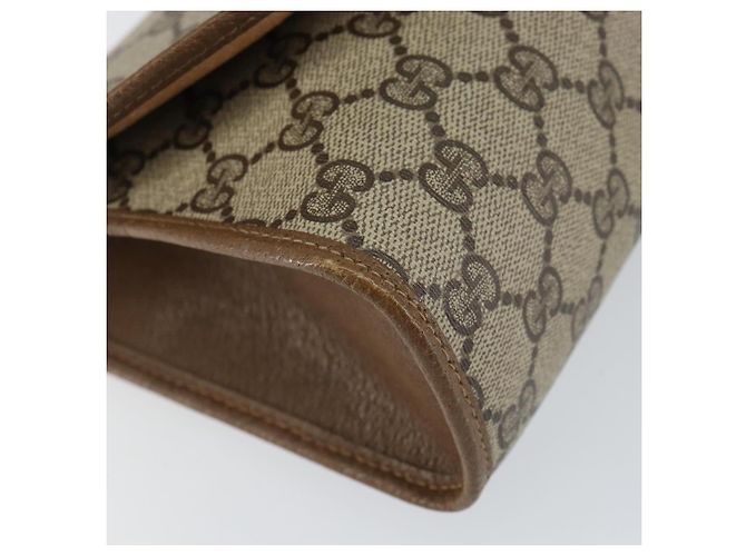 GUCCI GG Supreme Web Sherry Line Clutch Bag PVC Beige Oro 89 01 030 Auth 150272 D'oro - vista 14