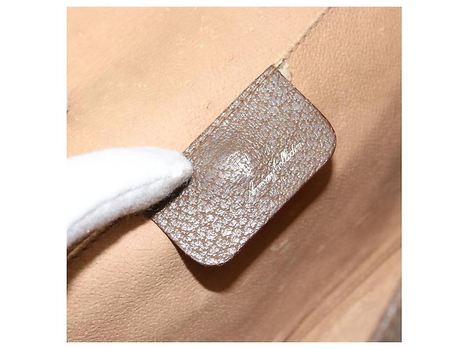 GUCCI GG Supreme Web Sherry Line Clutch Bag PVC Beige Oro 89 01 030 Auth 150272 D'oro - vista 17