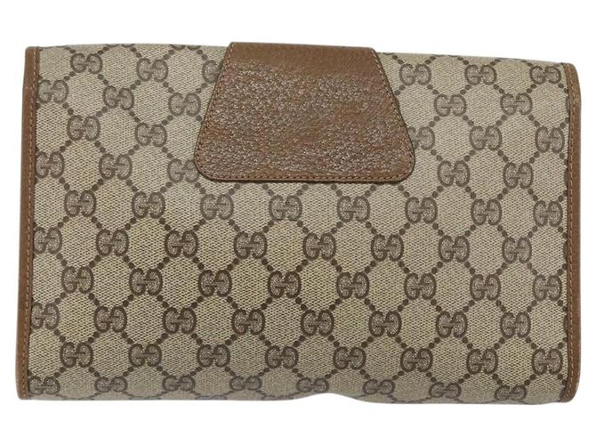GUCCI GG Supreme Web Sherry Line Clutch Bag PVC Beige Oro 89 01 030 Auth 150272 D'oro - vista 2