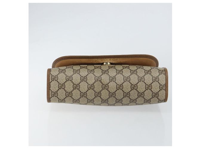 GUCCI GG Supreme Web Sherry Line Clutch Bag PVC Beige Oro 89 01 030 Auth 150272 D'oro - vista 6