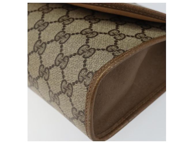 GUCCI GG Supreme Web Sherry Line Clutch Bag PVC Beige Oro 89 01 030 Auth 150272 D'oro - vista 7