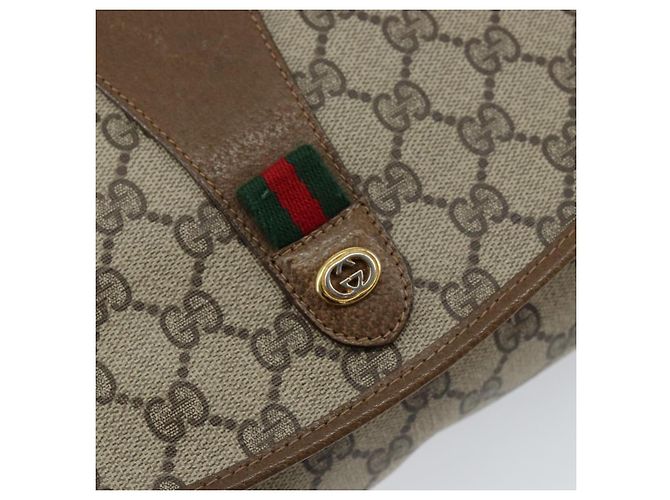 GUCCI GG Supreme Web Sherry Line Clutch Bag PVC Beige Oro 89 01 030 Auth 150272 D'oro - vista 8