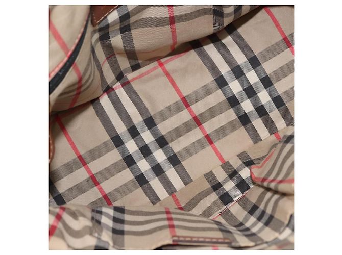 Burberry Bolso de mano de cuero marrón dorado Auth ep11577 - vista 11
