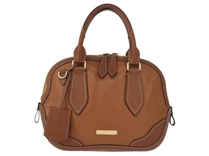 Burberry Bolso de mano de cuero marrón dorado Auth ep11577 - vista 13